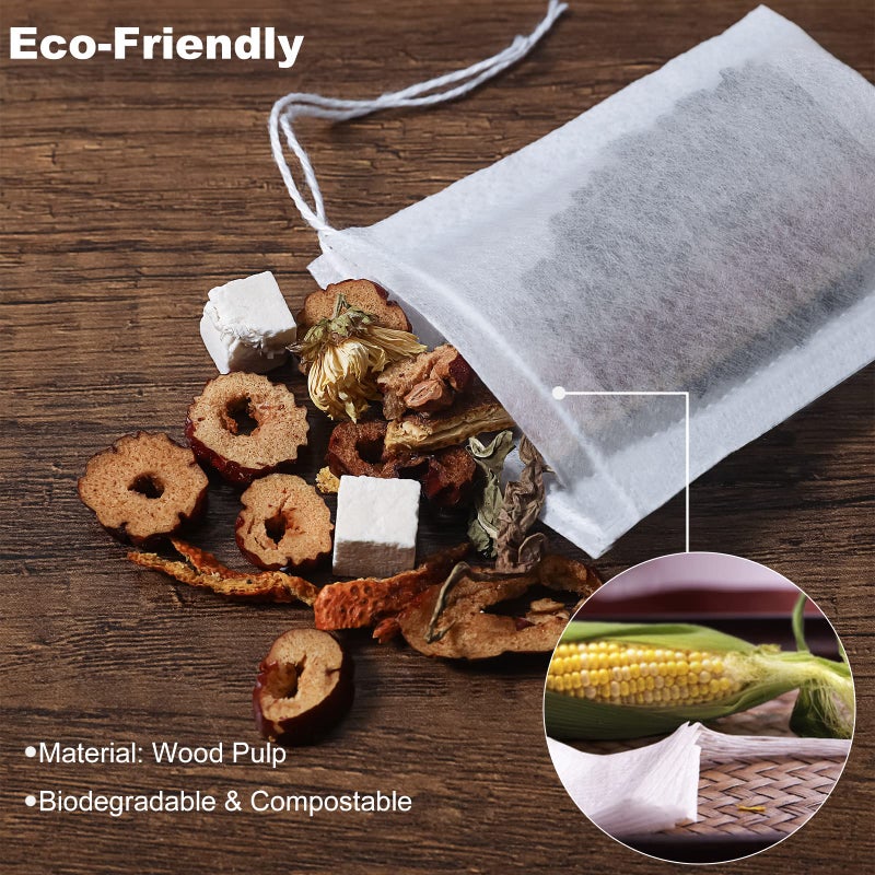 Numola100Pcs Disposable Tea Bags for Loose Leaf Tea  Empty Tea Bags Natural Material Seal Tea Infuser Bag  Biodegradable and Compostable Herb Sachet Bags for Loose Tea (4.2"" x 3.2"") - Image 3